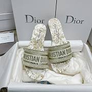 Bagsaaa Dior Dway Slides Gold Embroidery - 1
