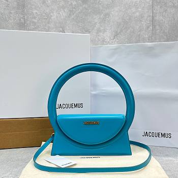 	 Bagsaaa Jacquemus Le Sac Rond Cirlce Bag Blue - 26 x 12.5 cm
