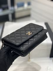 Bagsaaa Chanel WOC Lambskin Leather With Ball Charm Strap Black - 19-3.5-12cm - 3