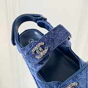 Bagsaaa Chanel Denim Sandals With Crystal Logo  - 4