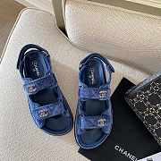 Bagsaaa Chanel Denim Sandals With Crystal Logo  - 3