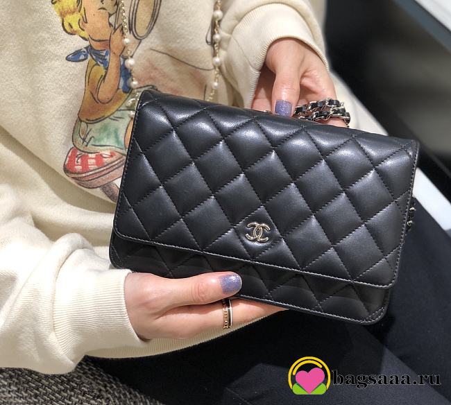 	 Bagsaaa Chanel WOC Lambskin Leather Black With Silver Hardware - 19-3.5-12cm - 1