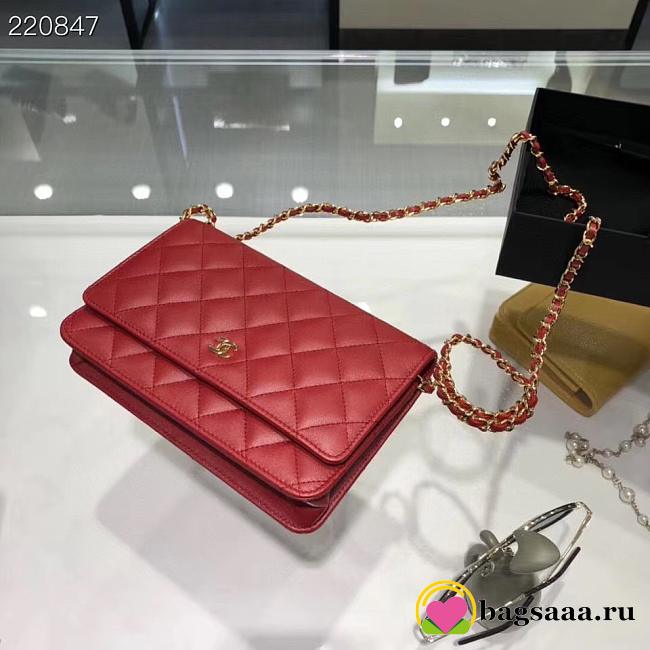 Bagsaaa Chanel WOC Red Lambskin leather - 19cm - 1