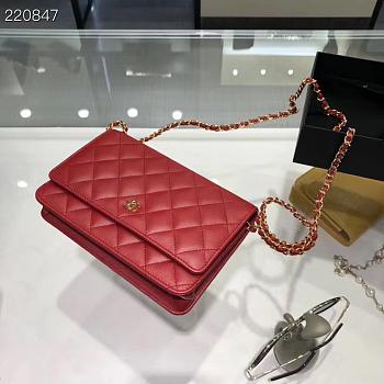 Bagsaaa Chanel WOC Red Lambskin leather - 19cm