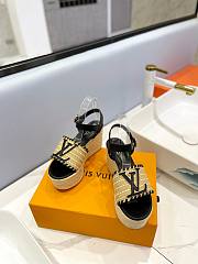 	 Bagsaaa Louis Vuitton Wedge Sandal LV Logo Black - 2