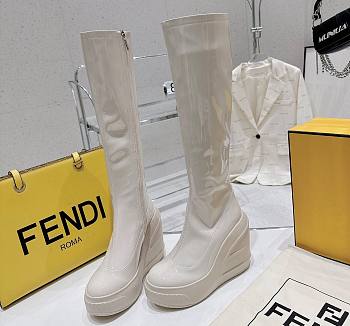 	 Bagsaaa Fendi Patent Leather Long White Boot