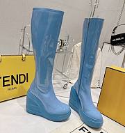 	 Bagsaaa Fendi Patent Leather Long Blue Boot - 1