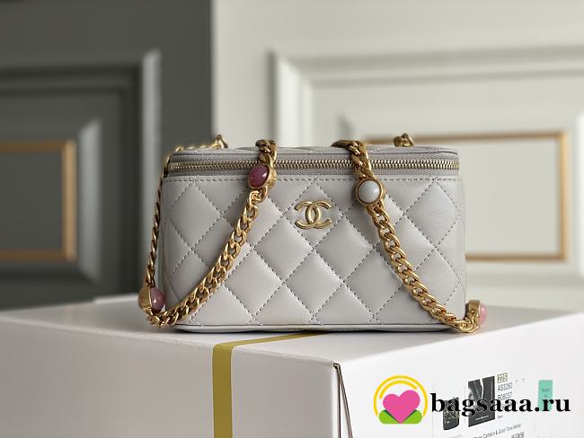 	 Bagsaaa Chanel Vanity Grey Bag - 17x9.5x8cm - 1