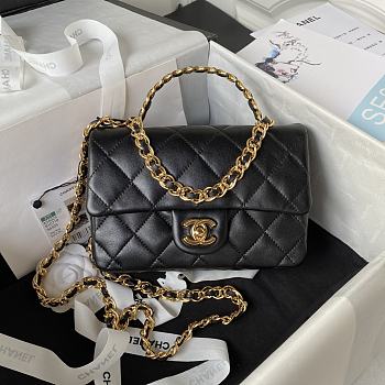 Bagsaaa Chanel Flap Bag Lambskin Leather Gold Handle In Black - 13X21X8cm 
