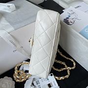 	 Bagsaaa Chanel Flap Bag Lambskin Leather Gold Handle In White - 13X21X8cm - 3