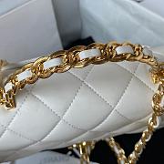 	 Bagsaaa Chanel Flap Bag Lambskin Leather Gold Handle In White - 13X21X8cm - 2
