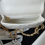 	 Bagsaaa Chanel Flap Bag Lambskin Leather Gold Handle In White - 13X21X8cm - 5