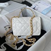 	 Bagsaaa Chanel Flap Bag Lambskin Leather Gold Handle In White - 13X21X8cm - 6