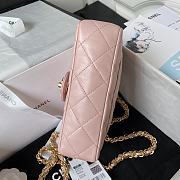 	 Bagsaaa Chanel Flap Bag Lambskin Leather Gold Handle In Pink - 13X21X8cm - 2