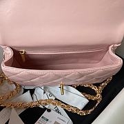 	 Bagsaaa Chanel Flap Bag Lambskin Leather Gold Handle In Pink - 13X21X8cm - 4