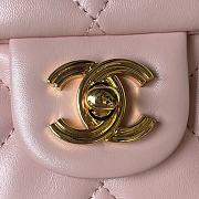 	 Bagsaaa Chanel Flap Bag Lambskin Leather Gold Handle In Pink - 13X21X8cm - 6