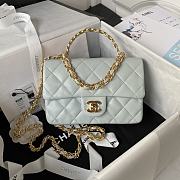 	 Bagsaaa Chanel Flap Bag Lambskin Leather Gold Handle In Gray - 13X21X8cm - 1
