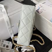 	 Bagsaaa Chanel Flap Bag Lambskin Leather Gold Handle In Gray - 13X21X8cm - 3