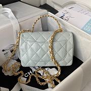 	 Bagsaaa Chanel Flap Bag Lambskin Leather Gold Handle In Gray - 13X21X8cm - 4