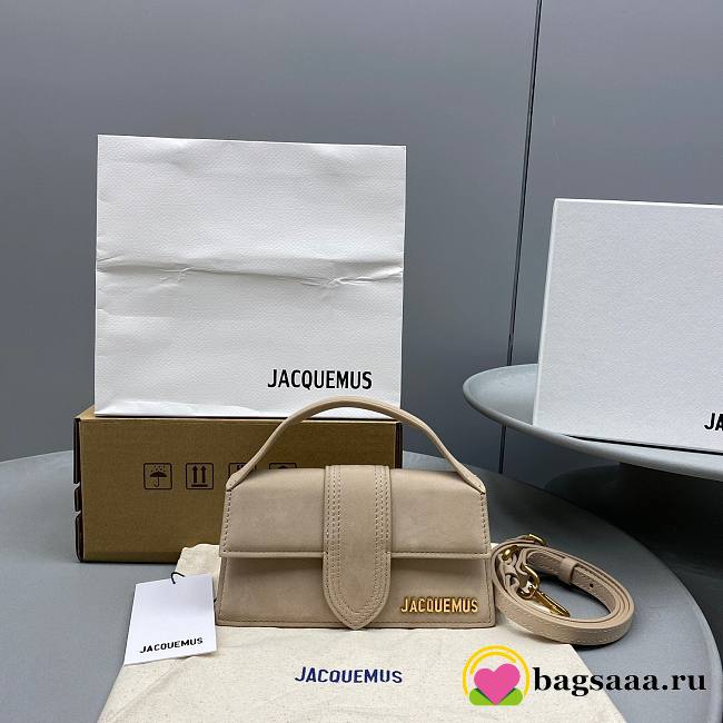 Bagsaaa Jacuqemus Bamino Small Suede Beige Bag - 18x6x7cm - 1