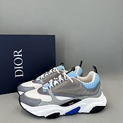 Bagsaaa Dior B22 Sneakers White and Blue Technical Mesh and Gray Calfskin - 1