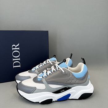 Bagsaaa Dior B22 Sneakers White and Blue Technical Mesh and Gray Calfskin