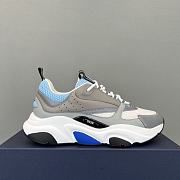Bagsaaa Dior B22 Sneakers White and Blue Technical Mesh and Gray Calfskin - 5