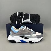 Bagsaaa Dior B22 Sneakers White and Blue Technical Mesh and Gray Calfskin - 4