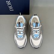 Bagsaaa Dior B22 Sneakers White and Blue Technical Mesh and Gray Calfskin - 3