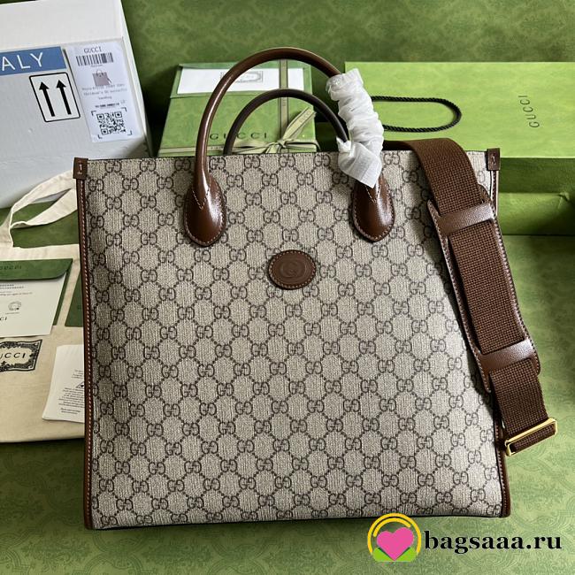 	 Bagsaaa Gucci Medium tote bag with Interlocking G beige - W36cm x H38.5cm x D12cm - 1