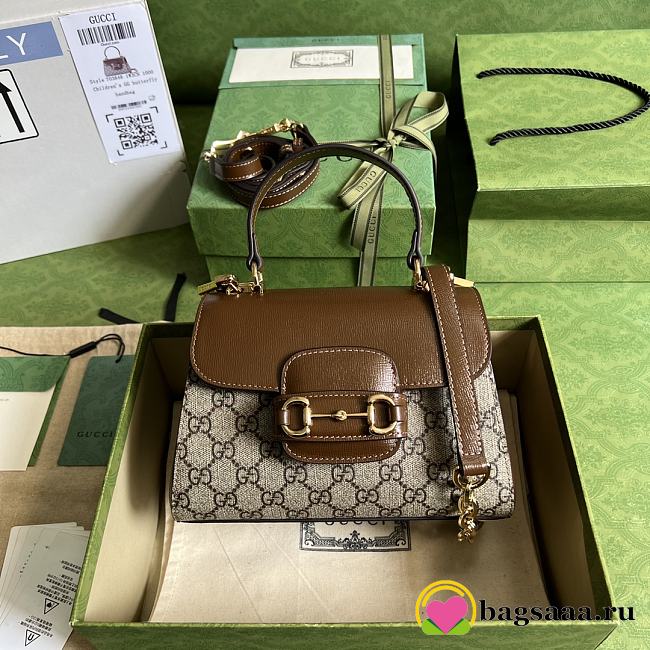 Bagsaaa Gucci Horsebit 1955 mini bag ebony beige - 22x16x10.5cm - 1