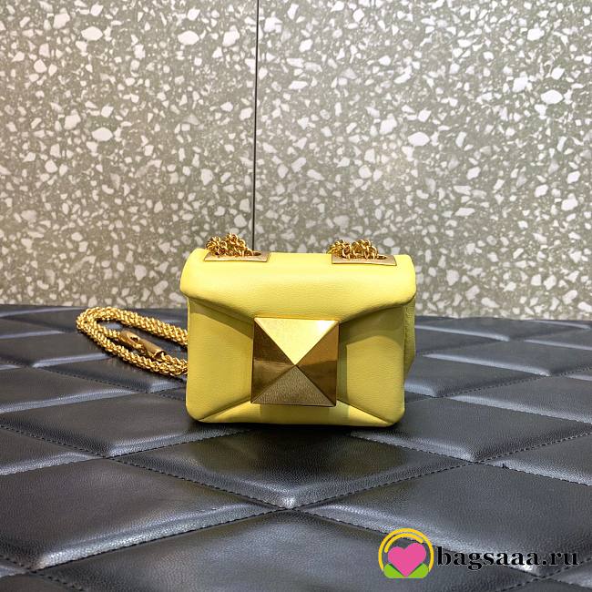 	 Bagsaaa Valentino Garavani Micro One Stud Nappa Yellow Bag - 11x8x5cm - 1