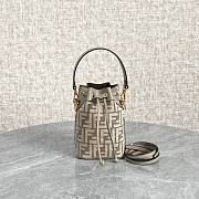 	 Bagsaaa Fendi Mon Tresor Dove Grey Tapestry Fabric Mini Bag - 18x12x10cm - 1