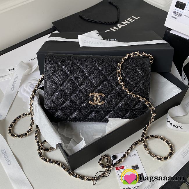 	 Bagsaaa Chanel WOC Black CC Logo Caviar Leather - 19cm - 1