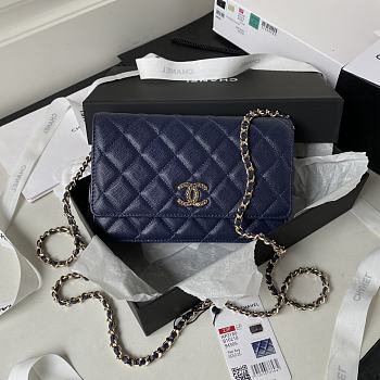 	 Bagsaaa Chanel WOC Navy Blue CC Logo Caviar Leather - 19cm