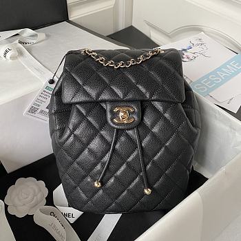 Bagsaaa Chanel Calfskin Plain Caviar Leather Black Backpack - 25X20X12cm