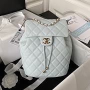 	 Bagsaaa Chanel Calfskin Plain Caviar Leather Light Blue Backpack - 25X20X12cm - 1