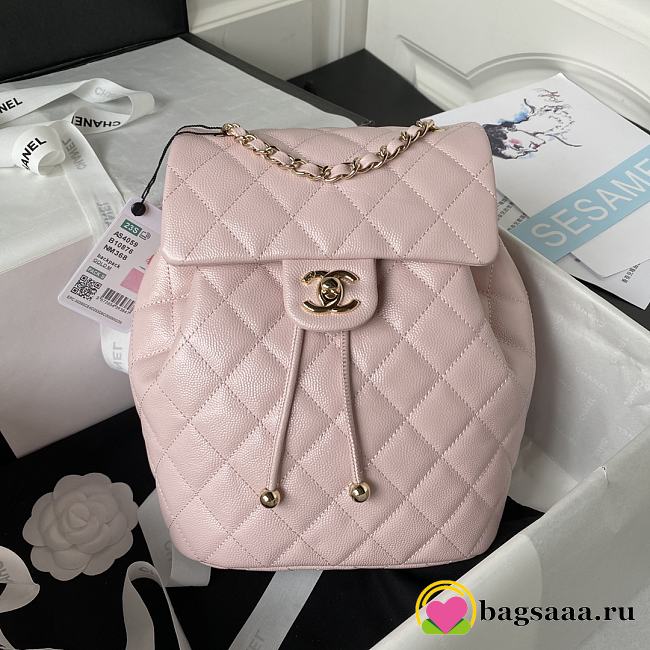 	 Bagsaaa Chanel Calfskin Plain Caviar Leather Light PinkBackpack - 25X20X12cm - 1