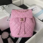 	 Bagsaaa Chanel Calfskin Plain Caviar Leather Pink Backpack - 25X20X12cm - 1