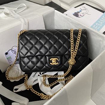 	 Bagsaaa Chanel Flap Bag Flower Chain Black Bag - 14.5X23.5X7cm