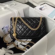 	 Bagsaaa Chanel Flap Bag Flower Chain Black Bag - 14.5X23.5X7cm - 4