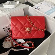 	 Bagsaaa Chanel Small Flap Bag Lambskin Red - 21X14X7cm - 1