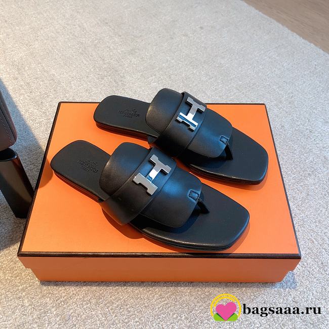 	 Bagsaaa Hermes Elixir Sandal Black Leather - 1