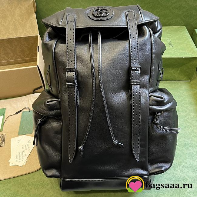 Bagsaaa Gucci Leather Double G backpack black -  38x 44x 15cm - 1