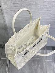 	 Bagsaaa Dior Medium Book Tote White Multicolor D-Lace Embroidery with 3D Macramé Effect (36 x 27.5 x 16.5 cm) - 4