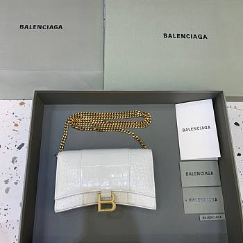 Bagsaaa Balenciaga Hourglass Wallet On Chain White Bag - 19cm