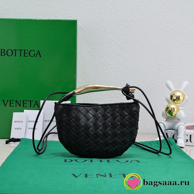 	 Bagsaaa Bottega Veneta Sardine Top Handle Black Bag - 20*12*2.5cm - 1