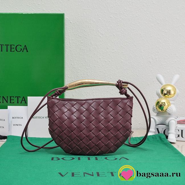 	 Bagsaaa Bottega Veneta Sardine Top Handle Burgundy Bag - 20*12*2.5cm - 1