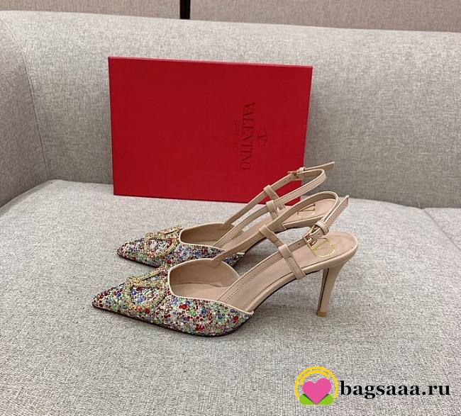 Bagsaaa Valentino VLOGO GLOW Crystal SLINGBACK MULTICOLOR PUMP 80 MM  - 1