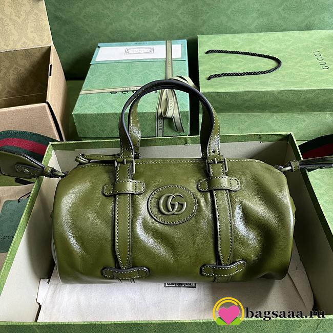 Bagsaaa Gucci Small duffle bag with tonal Double G Forrest Green - 28.5x 16x 16cm - 1
